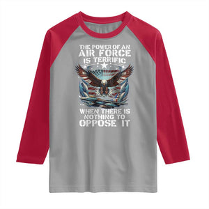 The Power Of An Air Force Is Terrific When There Is Nothing To Oppose It Raglan Shirt Veteran Winston Churchill Quote TS11 Sport Gray Red Print Your Wear