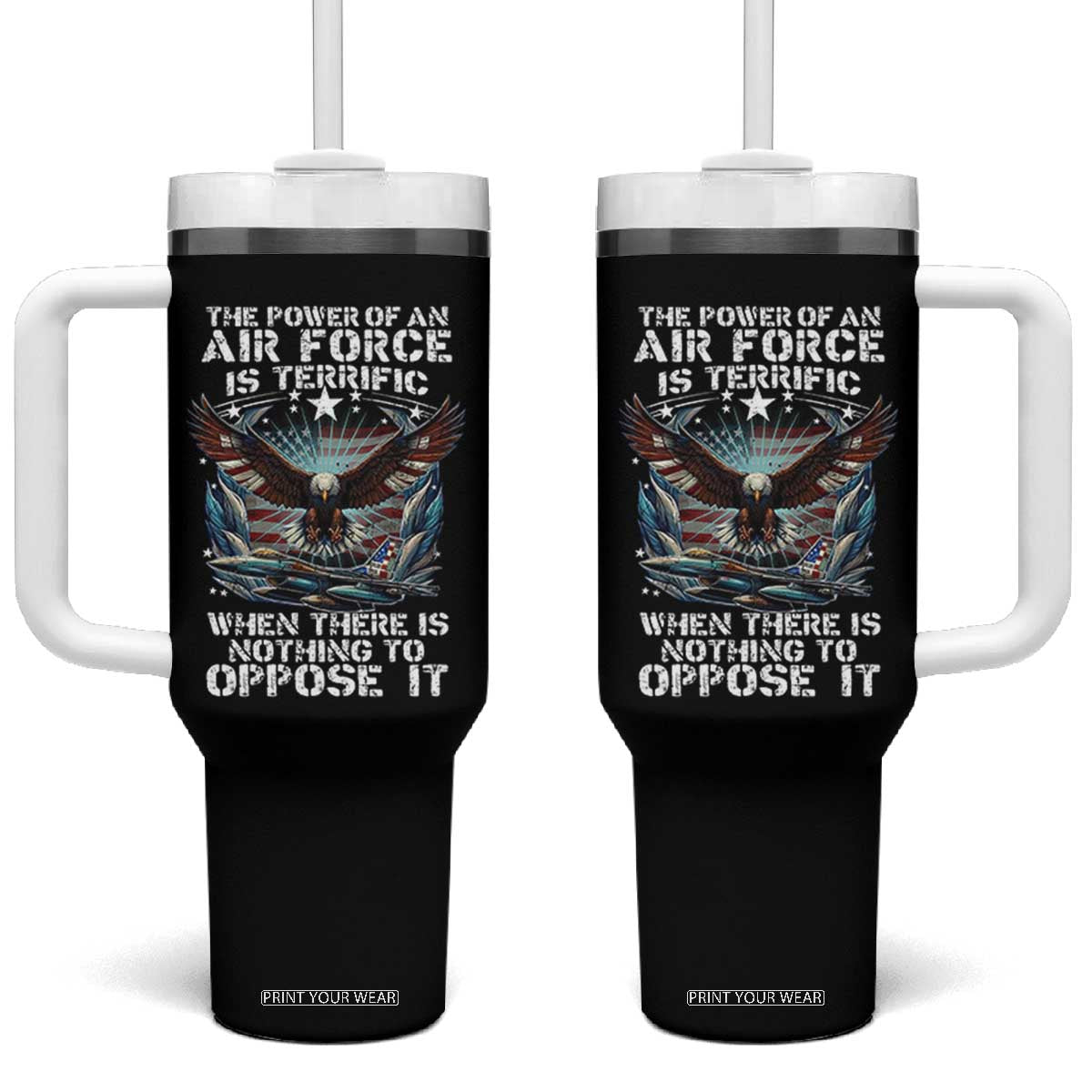 The Power Of An Air Force Is Terrific When There Is Nothing To Oppose It Tumbler With Handle Veteran Winston Churchill Quote TS11 One Size: 40 oz Black Print Your Wear