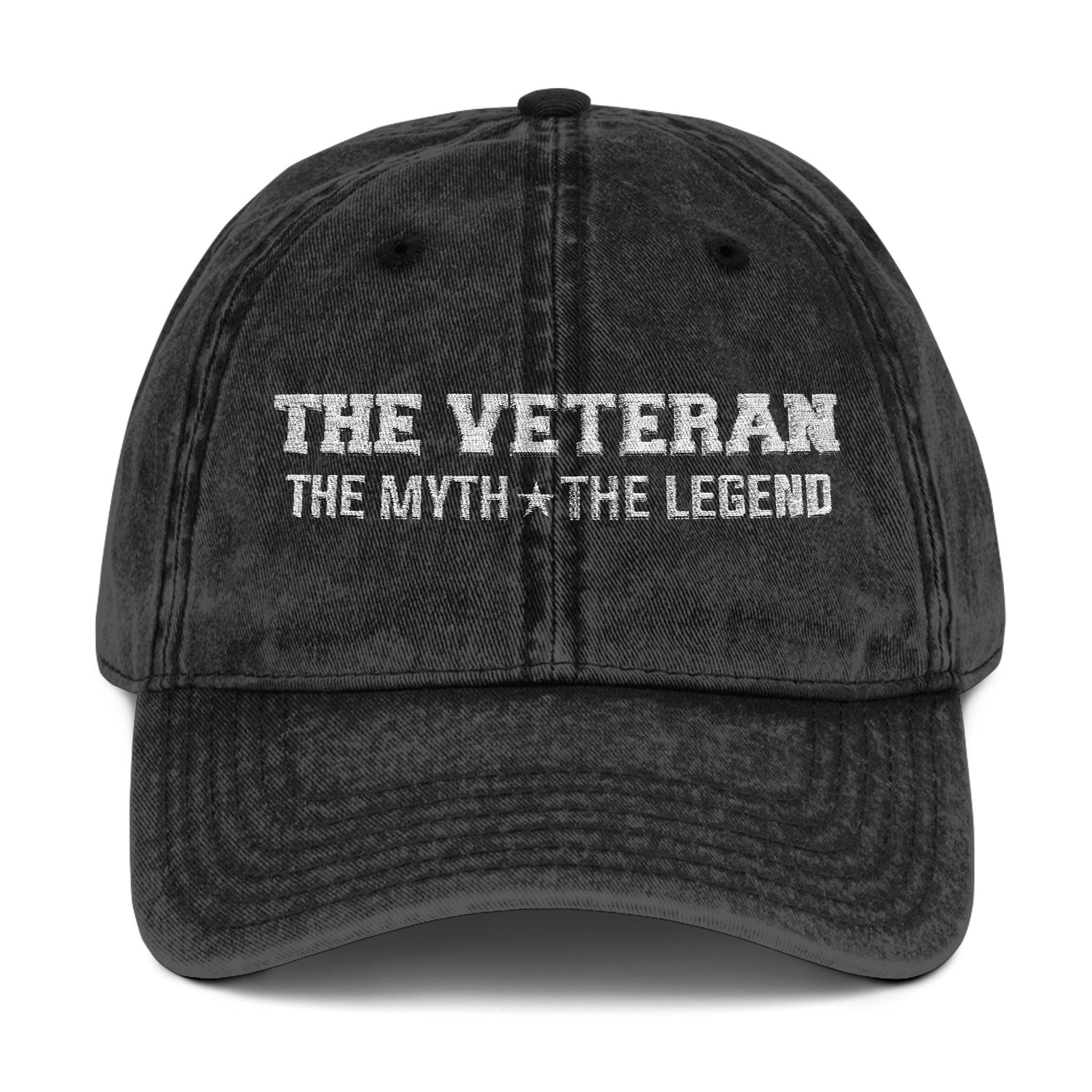 The Veteran The Myth The Legend Embroidered Distressed Baseball Cap TS02 Classic Cap Universal Fit White Printyourwear