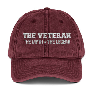 The Veteran The Myth The Legend Embroidered Distressed Baseball Cap TS02 Classic Cap Universal Fit Stone Printyourwear