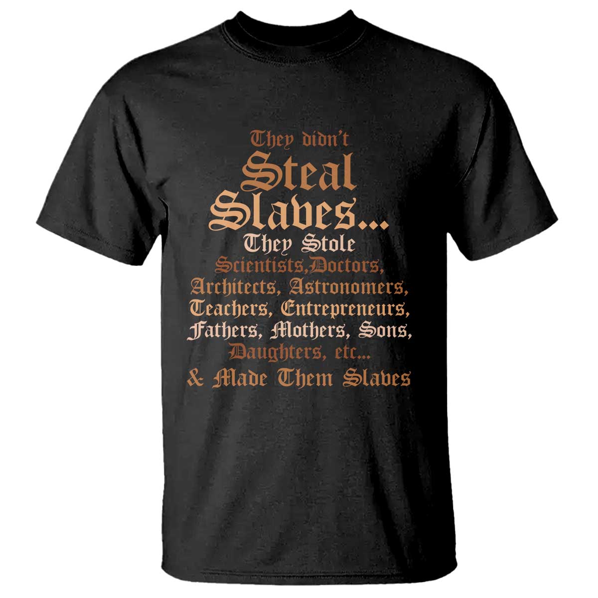 They Didn't Steal Slaves Black History T Shirt Juneteenth Black Freedom TS10 Black Print Your Wear