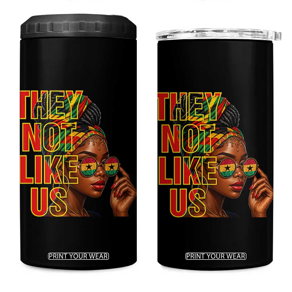 They Not Like Us Afro Queen 4 in 1 Can Cooler Tumbler Melanin Magic Woman witth Headwrap and Sunglasses TS02 One Size: 16 oz Black Print Your Wear