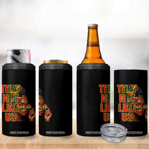 They Not Like Us Afro Queen 4 in 1 Can Cooler Tumbler Melanin Magic Woman witth Headwrap and Sunglasses TS02 Print Your Wear