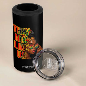 They Not Like Us Afro Queen 4 in 1 Can Cooler Tumbler Melanin Magic Woman witth Headwrap and Sunglasses TS02 Print Your Wear