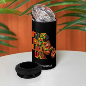They Not Like Us Afro Queen 4 in 1 Can Cooler Tumbler Melanin Magic Woman witth Headwrap and Sunglasses TS02 Print Your Wear