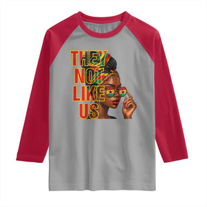 They Not Like Us Afro Queen Raglan Shirt Melanin Magic Woman witth Headwrap and Sunglasses TS02 Sport Gray Red Print Your Wear