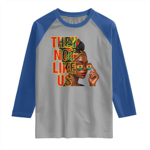 They Not Like Us Afro Queen Raglan Shirt Melanin Magic Woman witth Headwrap and Sunglasses TS02 Sport Gray Royal Print Your Wear