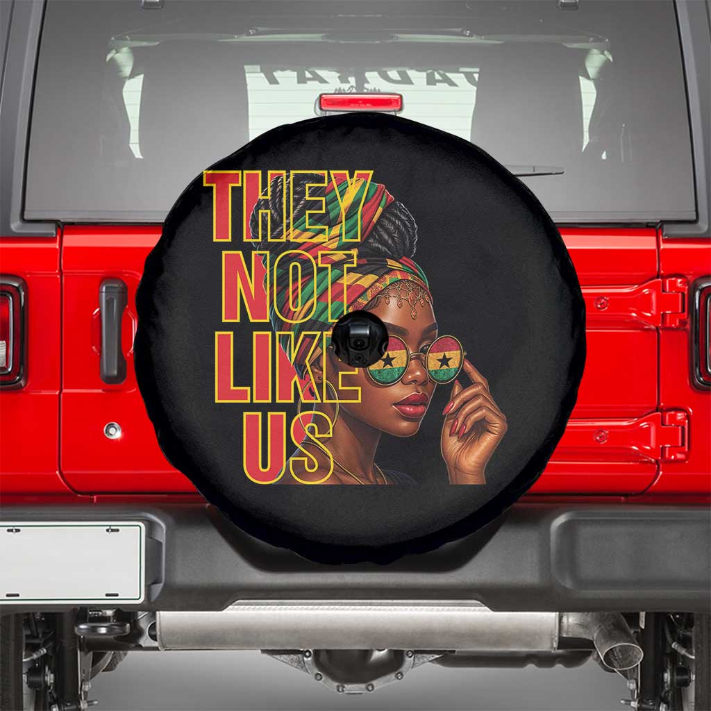 They Not Like Us Afro Queen Spare Tire Cover Melanin Magic Woman witth Headwrap and Sunglasses TS02 Black Print Your Wear