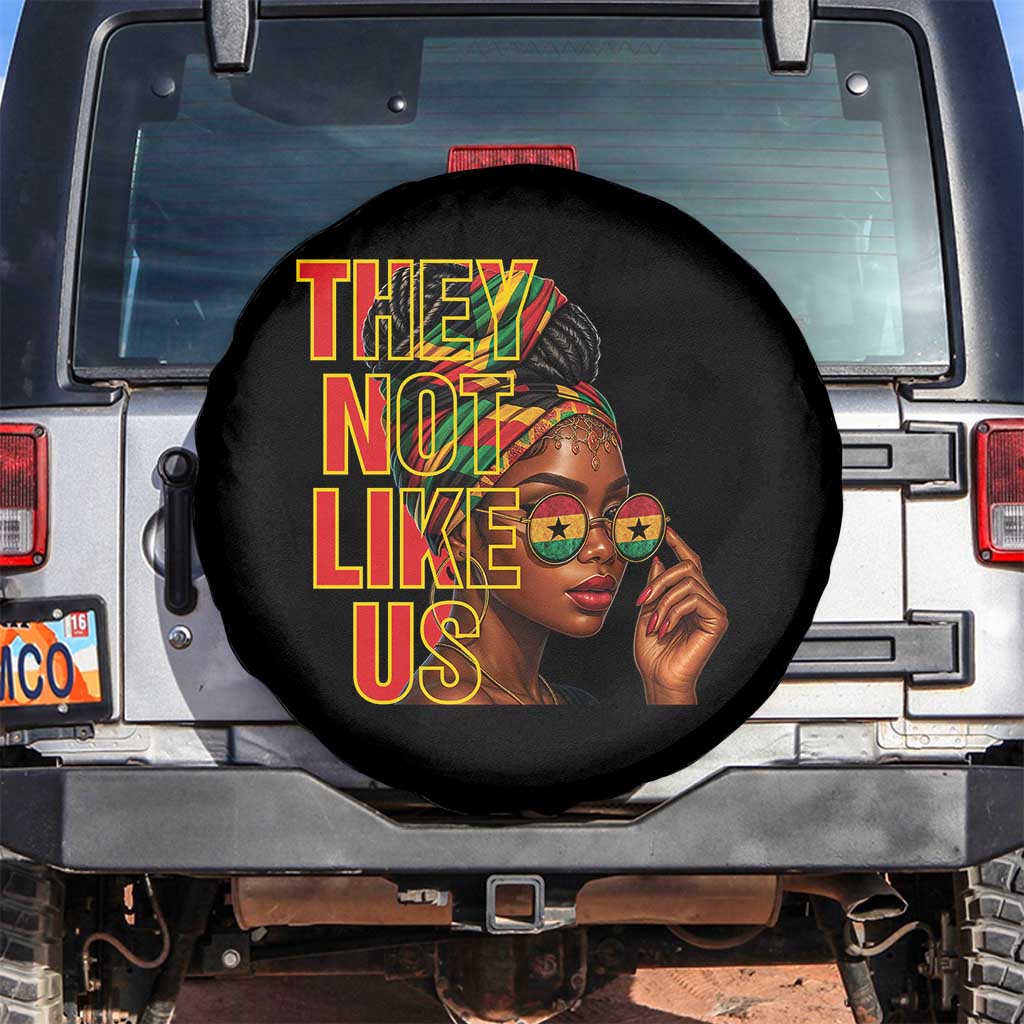 They Not Like Us Afro Queen Spare Tire Cover Melanin Magic Woman witth Headwrap and Sunglasses TS02 No hole Black Print Your Wear