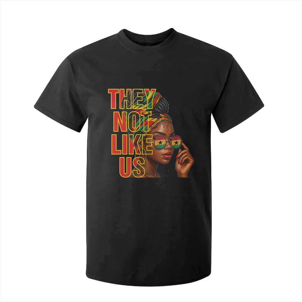 They Not Like Us Afro Queen T Shirt For Kid Melanin Magic Woman witth Headwrap and Sunglasses TS02 Black Print Your Wear