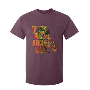 They Not Like Us Afro Queen T Shirt For Kid Melanin Magic Woman witth Headwrap and Sunglasses TS02 Maroon Print Your Wear