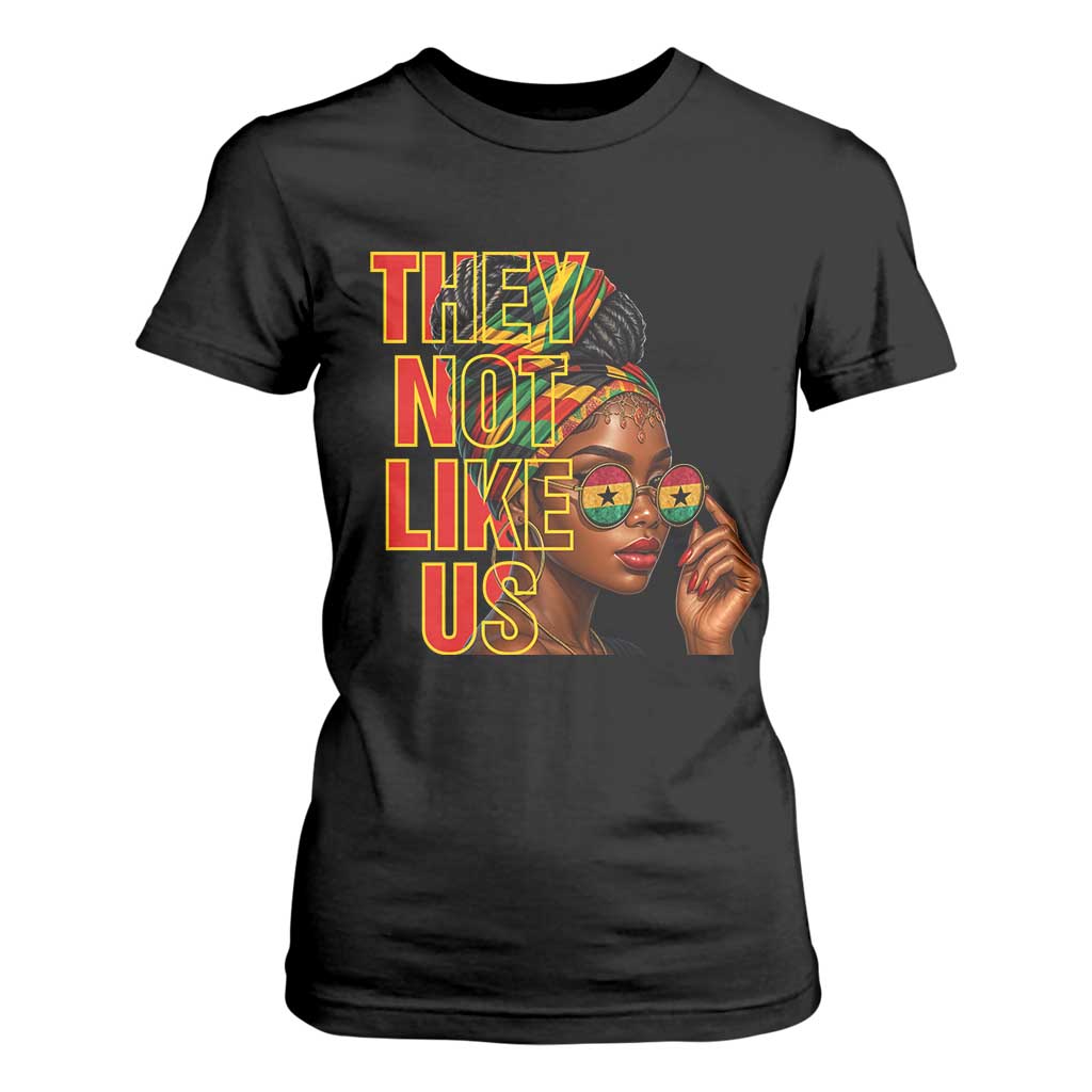 They Not Like Us Afro Queen T Shirt For Women Melanin Magic Woman witth Headwrap and Sunglasses TS02 Black Print Your Wear