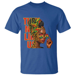 They Not Like Us Afro Queen T Shirt Melanin Magic Woman witth Headwrap and Sunglasses TS02 Royal Blue Print Your Wear