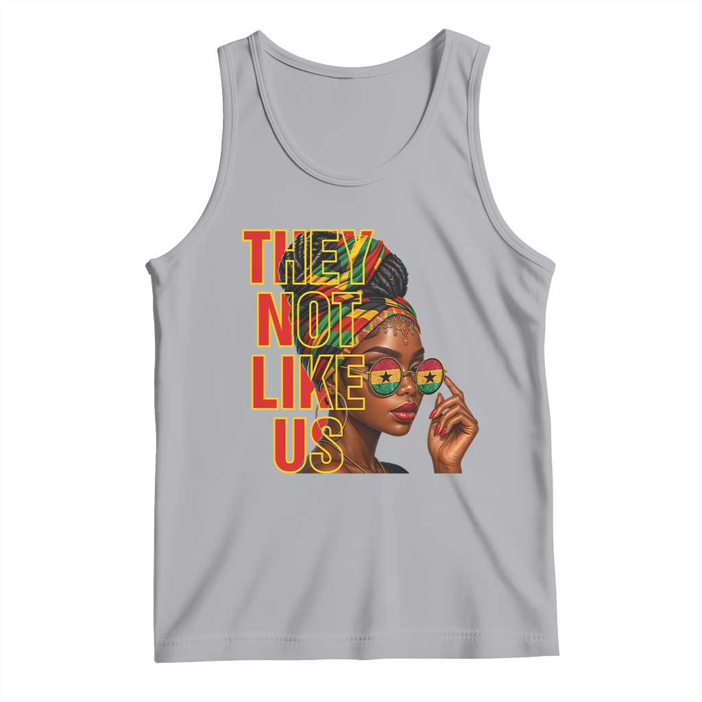 They Not Like Us Afro Queen Tank Top Melanin Magic Woman witth Headwrap and Sunglasses TS02 Athletic Heather Print Your Wear