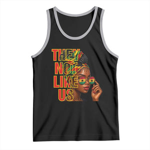 They Not Like Us Afro Queen Tank Top Melanin Magic Woman witth Headwrap and Sunglasses TS02 Black Athletic Heather Print Your Wear