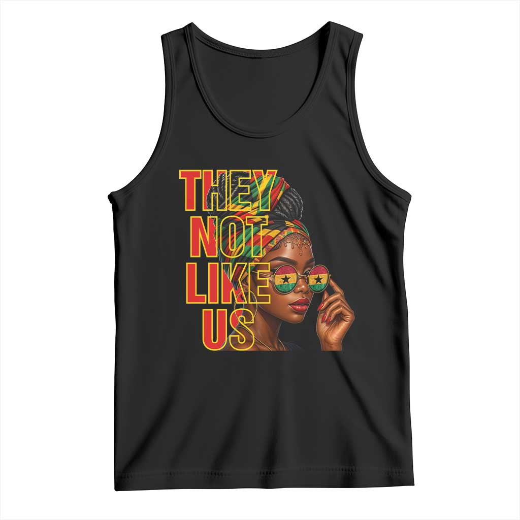 They Not Like Us Afro Queen Tank Top Melanin Magic Woman witth Headwrap and Sunglasses TS02 Black Print Your Wear