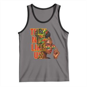 They Not Like Us Afro Queen Tank Top Melanin Magic Woman witth Headwrap and Sunglasses TS02 Deep Heather Black Print Your Wear
