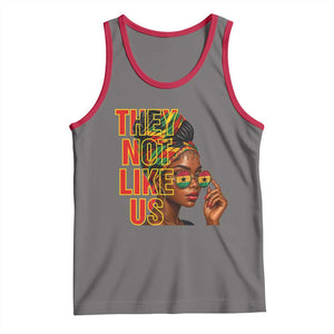 They Not Like Us Afro Queen Tank Top Melanin Magic Woman witth Headwrap and Sunglasses TS02 Deep Heather Red Print Your Wear