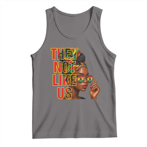 They Not Like Us Afro Queen Tank Top Melanin Magic Woman witth Headwrap and Sunglasses TS02 Deep Heather Print Your Wear