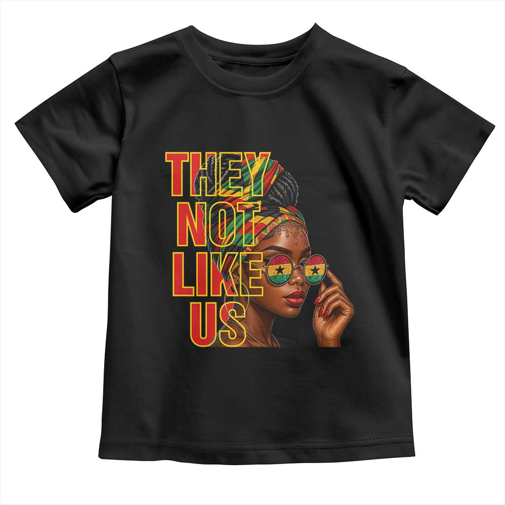 They Not Like Us Afro Queen Toddler T Shirt Melanin Magic Woman witth Headwrap and Sunglasses TS02 Black Print Your Wear