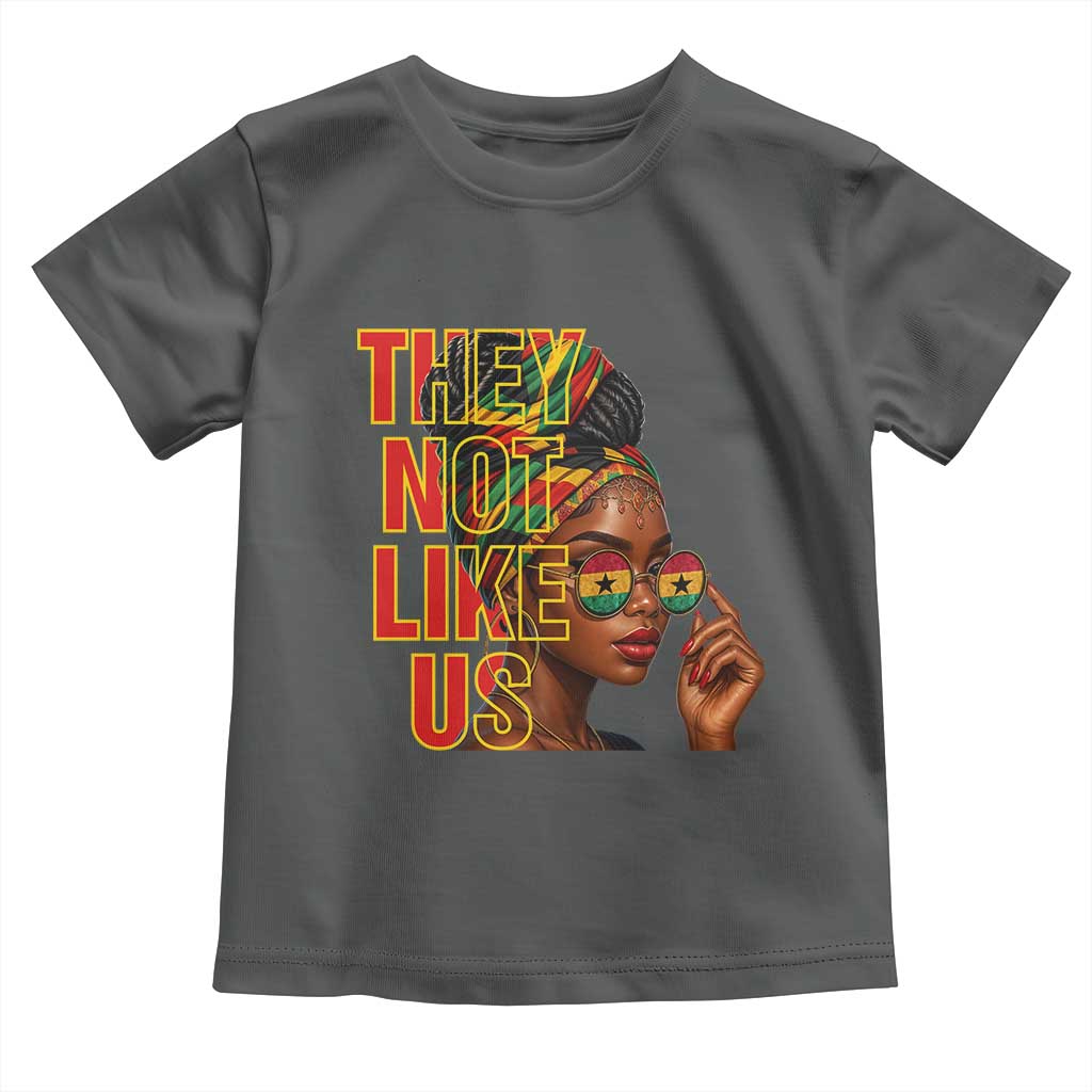 They Not Like Us Afro Queen Toddler T Shirt Melanin Magic Woman witth Headwrap and Sunglasses TS02 Dark Heather Print Your Wear
