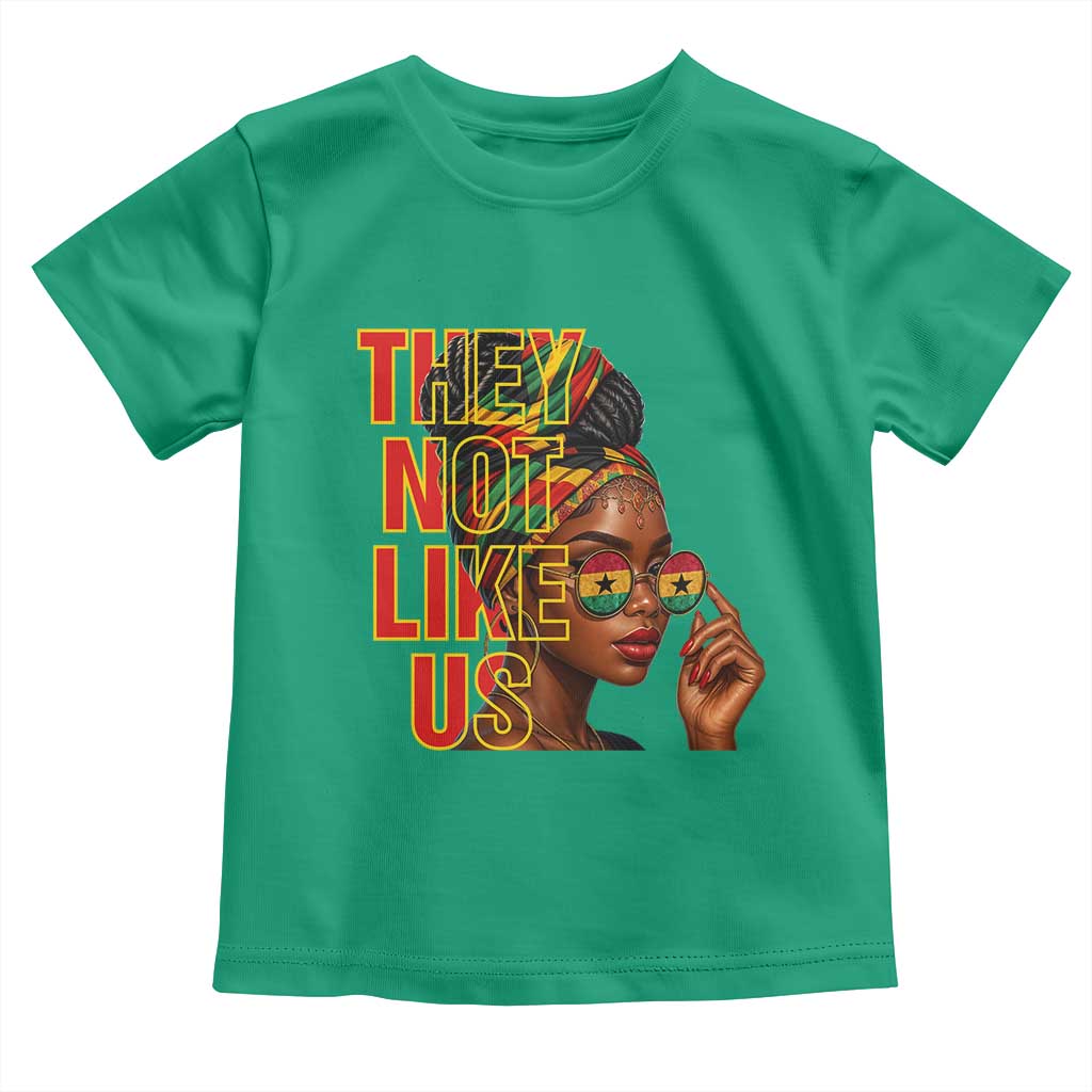They Not Like Us Afro Queen Toddler T Shirt Melanin Magic Woman witth Headwrap and Sunglasses TS02 Irish Green Print Your Wear