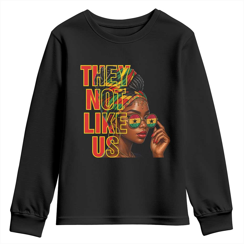 They Not Like Us Afro Queen Youth Sweatshirt Melanin Magic Woman witth Headwrap and Sunglasses TS02 Black Print Your Wear