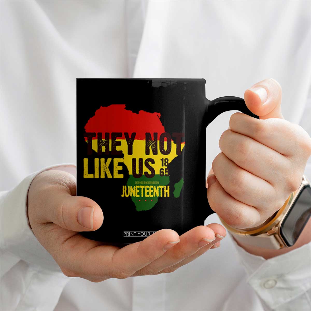 They Not Like Us Juneteenth 1865 Coffee Mug Afrocentric Africa Map Black Pride TS02 Print Your Wear