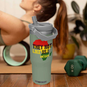 They Not Like Us Juneteenth 1865 Flip Straw Tumbler Afrocentric Africa Map Black Pride TS02 One Size: 30 oz Moss Green Print Your Wear