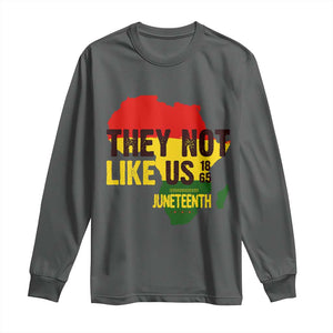They Not Like Us Juneteenth 1865 Long Sleeve Shirt Afrocentric Africa Map Black Pride TS02 Dark Heather Print Your Wear