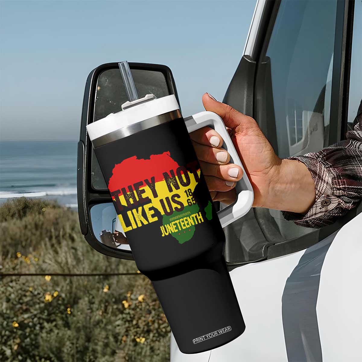 They Not Like Us Juneteenth 1865 Tumbler With Handle Afrocentric Africa Map Black Pride TS02 Print Your Wear
