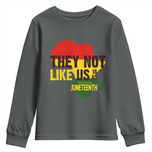 They Not Like Us Juneteenth 1865 Youth Sweatshirt Afrocentric Africa Map Black Pride TS02 Dark Heather Print Your Wear