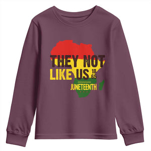 They Not Like Us Juneteenth 1865 Youth Sweatshirt Afrocentric Africa Map Black Pride TS02 Maroon Print Your Wear