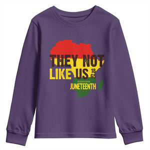 They Not Like Us Juneteenth 1865 Youth Sweatshirt Afrocentric Africa Map Black Pride TS02 Purple Print Your Wear