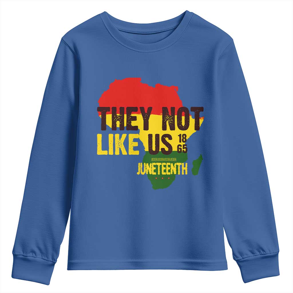 They Not Like Us Juneteenth 1865 Youth Sweatshirt Afrocentric Africa Map Black Pride TS02 Royal Blue Print Your Wear