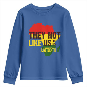 They Not Like Us Juneteenth 1865 Youth Sweatshirt Afrocentric Africa Map Black Pride TS02 Royal Blue Print Your Wear