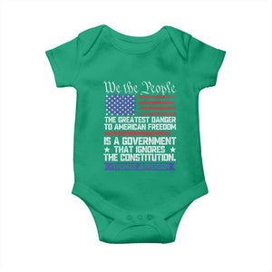 Thomas Jefferson Baby Onesie The Greatest Danger To Freedom Patriotic USA Flag TS10 Irish Green Print Your Wear