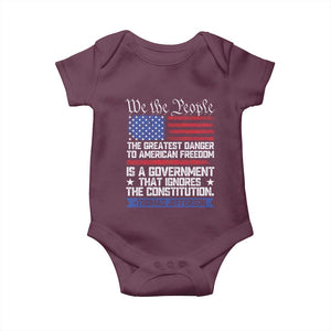 Thomas Jefferson Baby Onesie The Greatest Danger To Freedom Patriotic USA Flag TS10 Maroon Print Your Wear