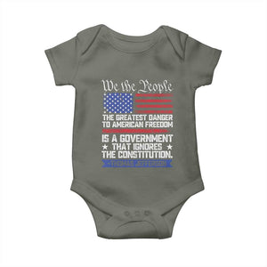 Thomas Jefferson Baby Onesie The Greatest Danger To Freedom Patriotic USA Flag TS10 Military Green Print Your Wear