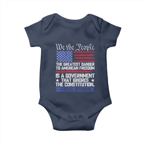 Thomas Jefferson Baby Onesie The Greatest Danger To Freedom Patriotic USA Flag TS10 Navy Print Your Wear