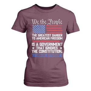 Thomas Jefferson T Shirt For Women The Greatest Danger To Freedom Patriotic USA Flag TS10 Maroon Print Your Wear