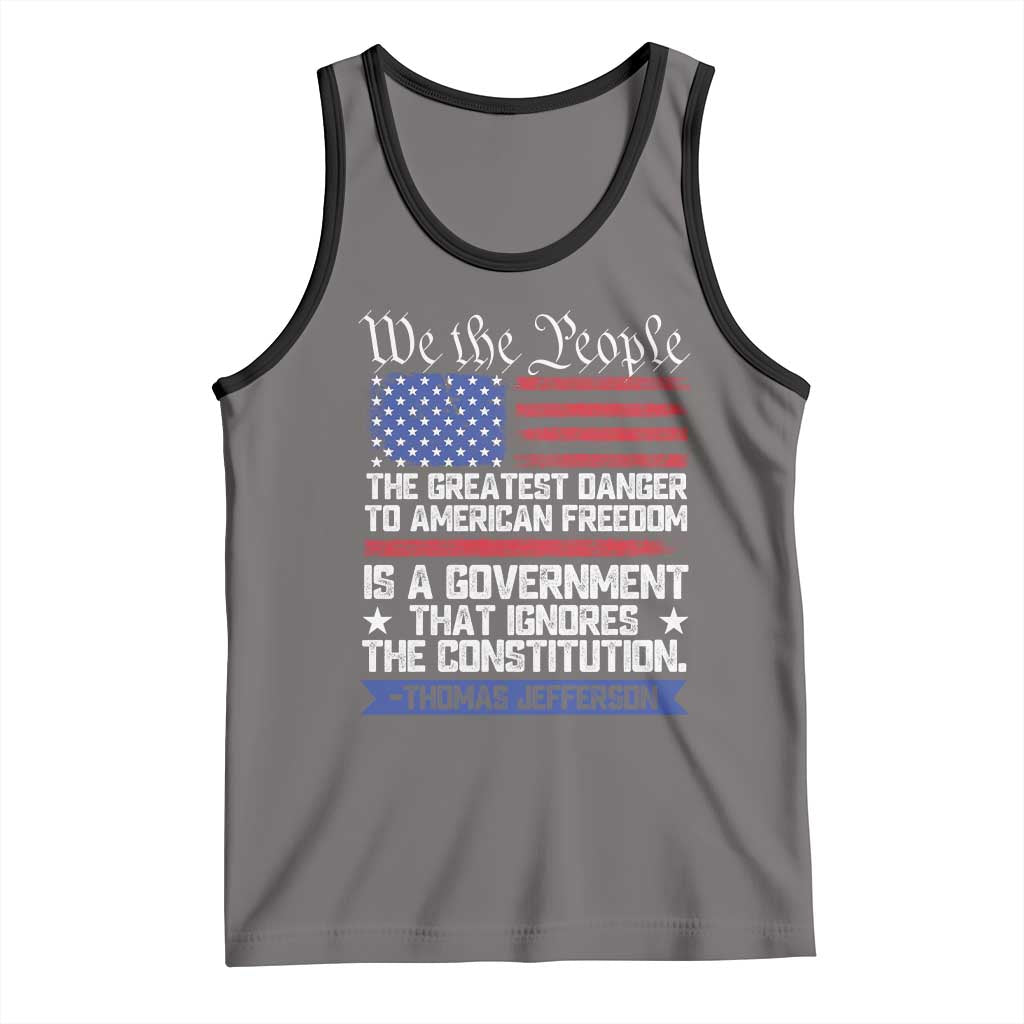 Thomas Jefferson Tank Top The Greatest Danger To Freedom Patriotic USA Flag TS10 Deep Heather Black Print Your Wear