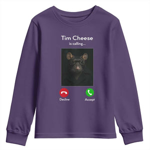 Tim Cheese Is Calling Youth Sweatshirt Funny Decline Or Accept Meme TS02 Purple Print Your Wear