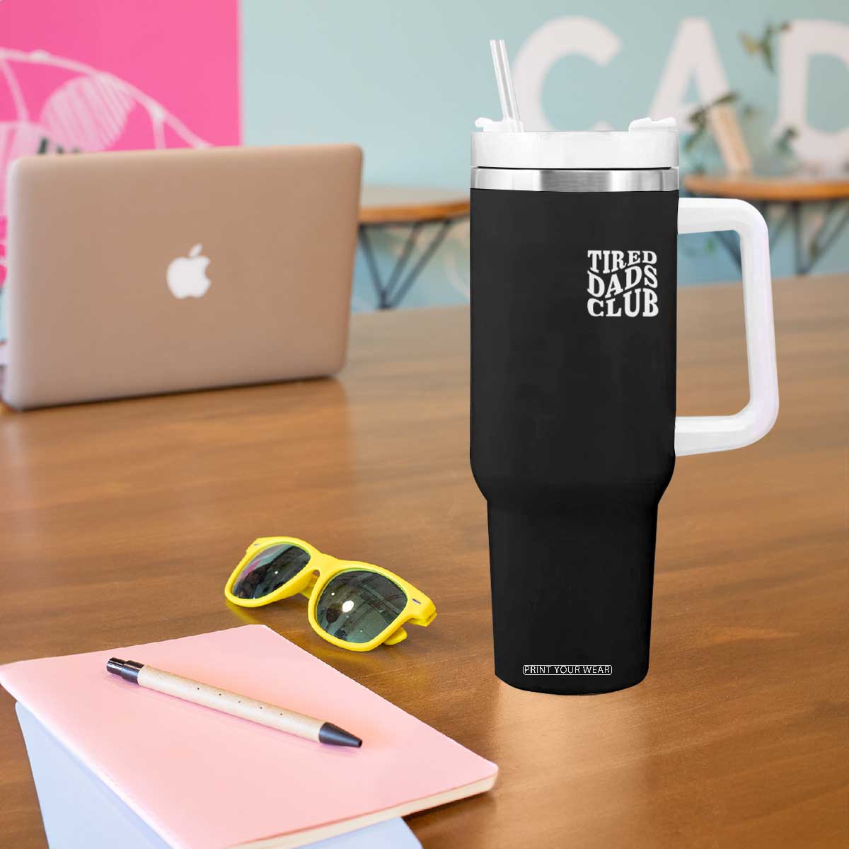 Tired Dads Club Tumbler With Handle Fathers Day Funny Dad Life TS10 Print Your Wear