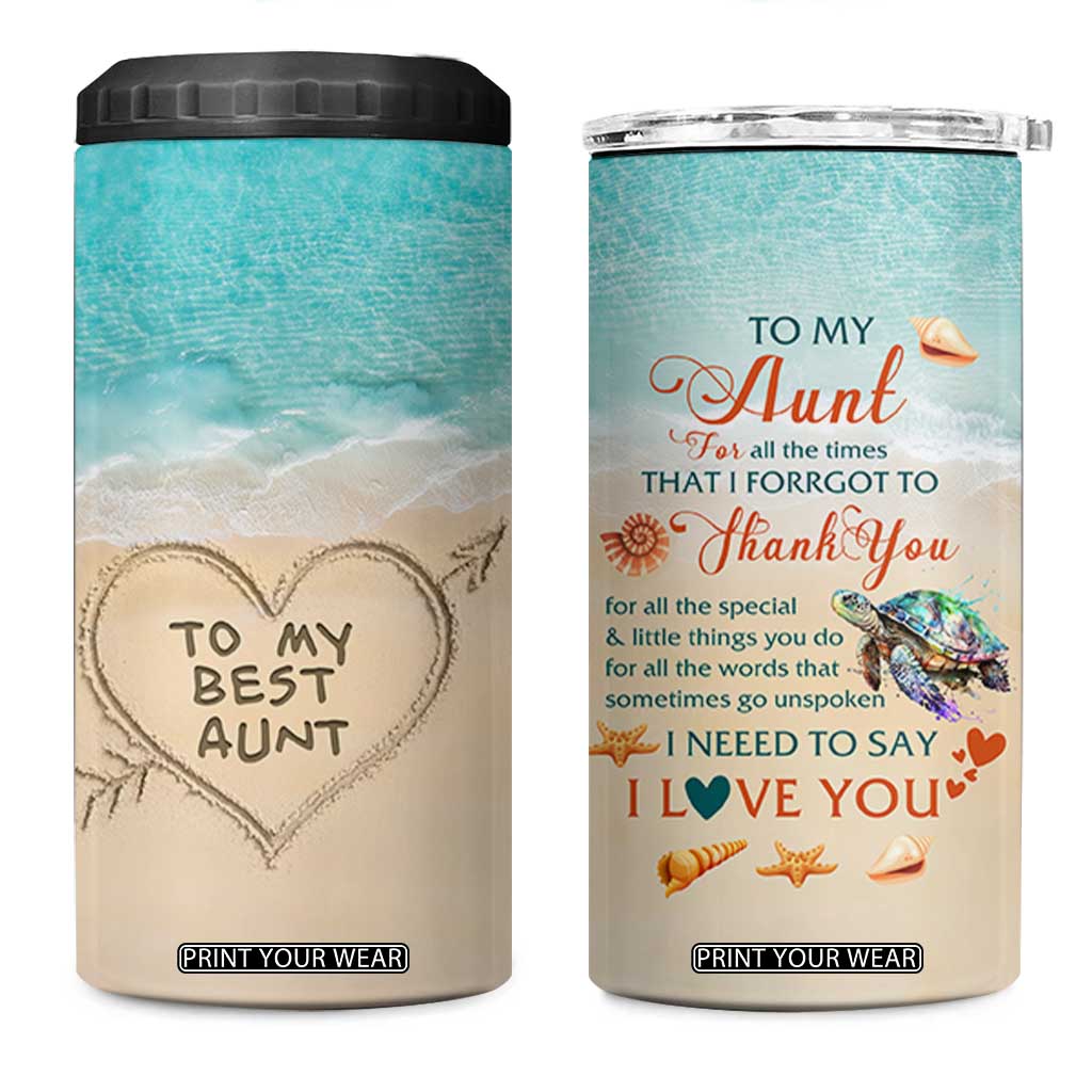 To My Best Aunt 4 in 1 Can Cooler Tumbler Beach Mother's Day Gift For Auntie TB11 One Size: 16 oz Blue Sand Print Your Wear