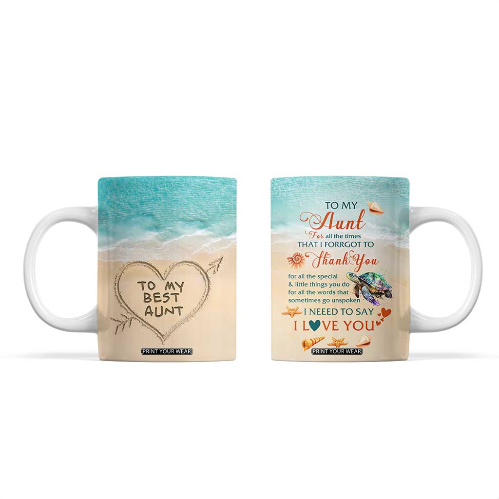 To My Best Aunt Coffee Mug Beach Mother's Day Gift For Auntie TB11 Blue Sand Print Your Wear