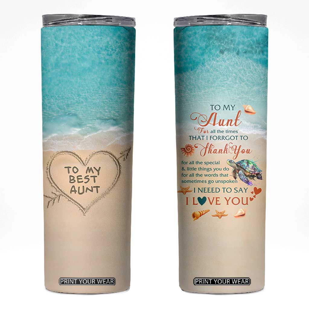 To My Best Aunt Skinny Tumbler Beach Mother's Day Gift For Auntie TB11 Blue Sand Print Your Wear