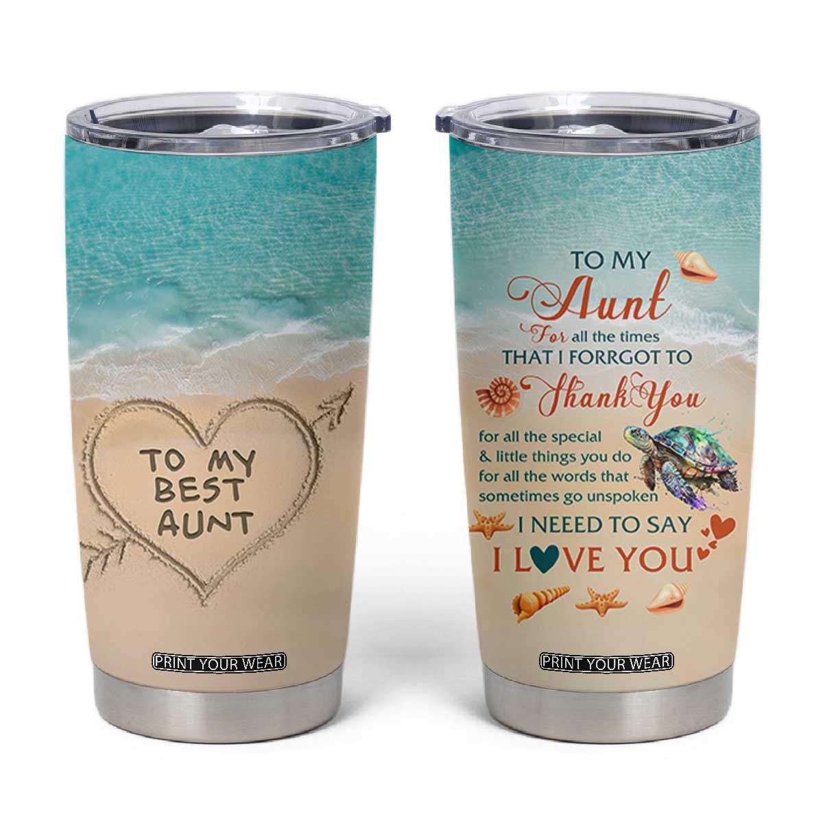 To My Best Aunt Tumbler Cup Beach Mother's Day Gift For Auntie TB11 Blue Sand Print Your Wear