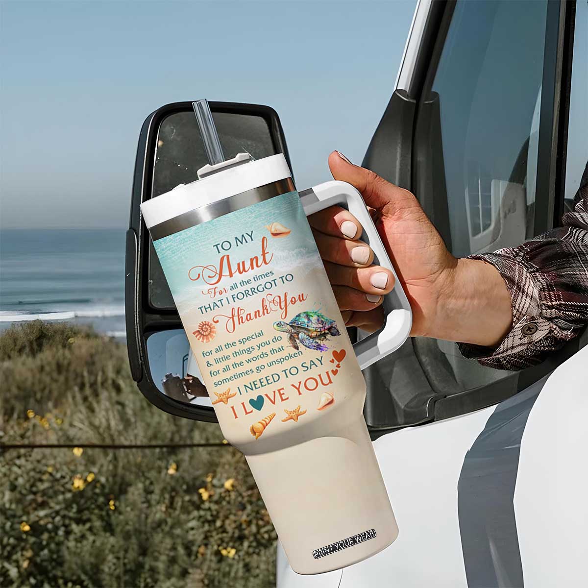 To My Best Aunt Tumbler With Handle Beach Mother's Day Gift For Auntie TB11 Print Your Wear