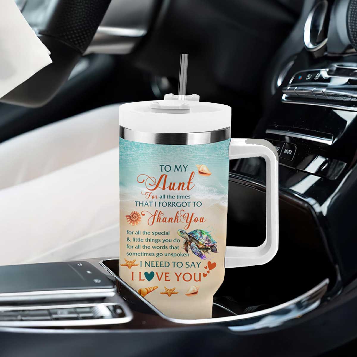 To My Best Aunt Tumbler With Handle Beach Mother's Day Gift For Auntie TB11 Print Your Wear